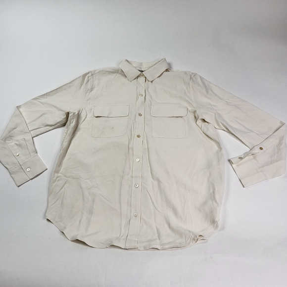 Everlane Ivory Clean Silk Oversized Shirt sz 2 - Picture 3 of 6